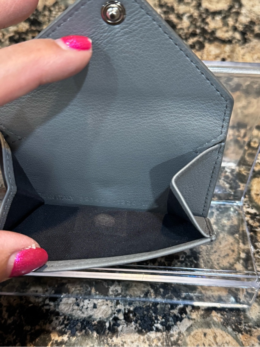 Balenciaga Dark Gray Papier Mini Leather Envelope Compact Wallet - Picture 7 of 8